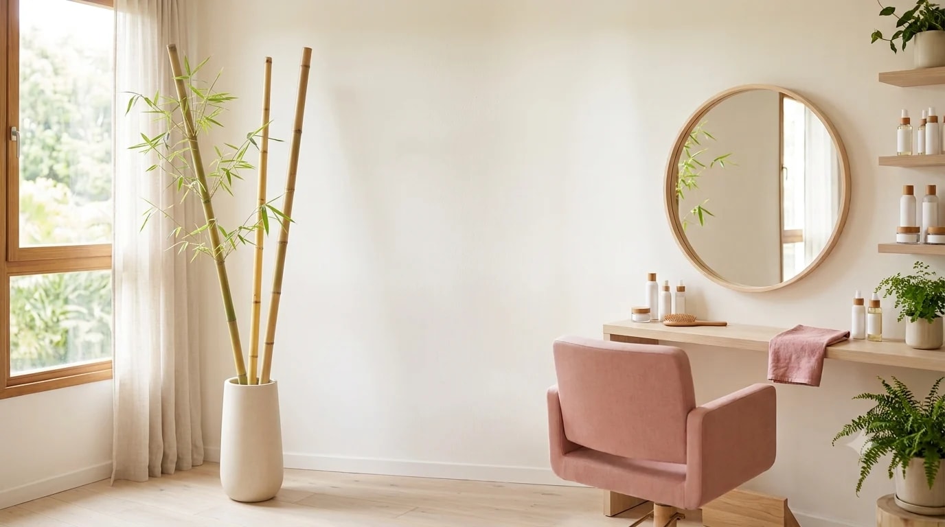 Salon Marry'hair — intérieur élégant avec coiffeuse et miroir